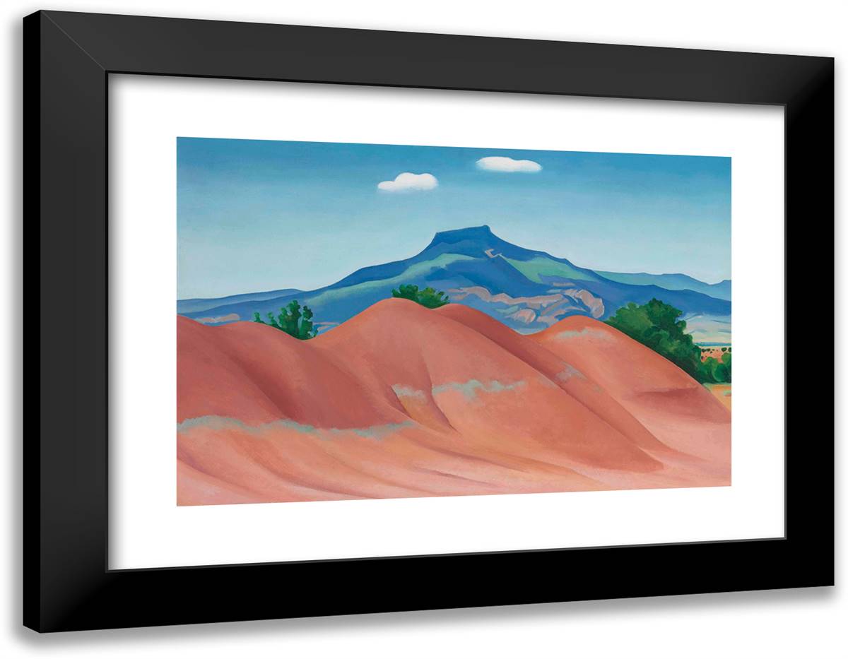 Red Hills and Pedernal 24x19 Black Modern Wood Framed Art Print Poster by O'Keeffe, Georgia