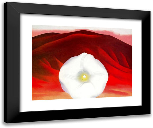 Red Hills and White Flower 24x20 Black Modern Wood Framed Art Print Poster by O'Keeffe, Georgia