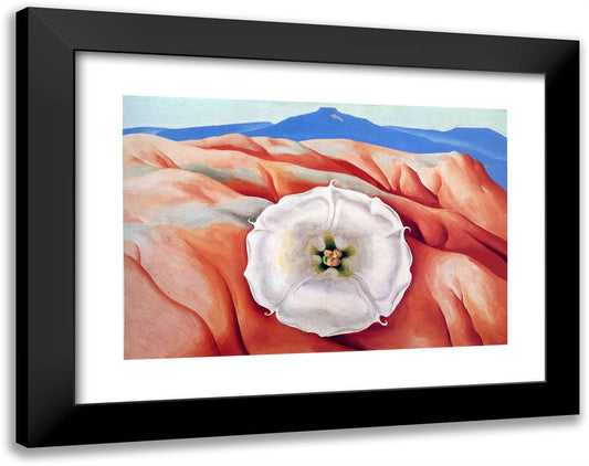 Red Hills and White Flower II 24x19 Black Modern Wood Framed Art Print Poster by O'Keeffe, Georgia