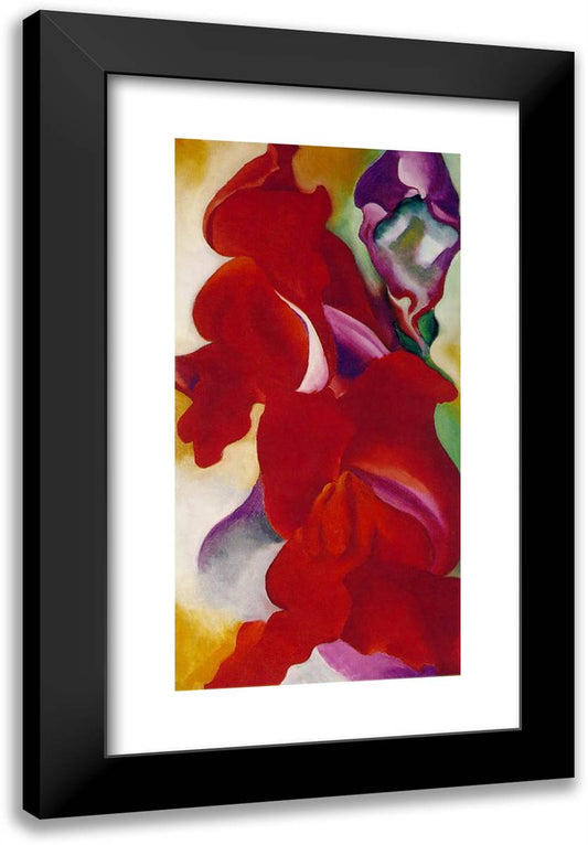 Red Snapdragons 16x24 Black Modern Wood Framed Art Print Poster by O'Keeffe, Georgia