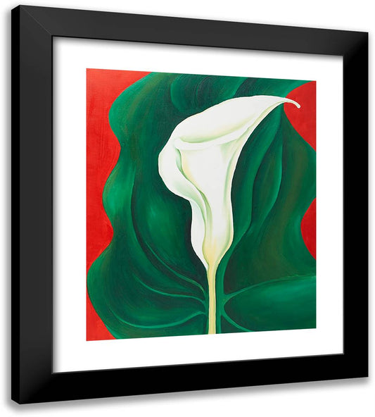 Single Calla Lily (Red) 20x22 Black Modern Wood Framed Art Print Poster by O'Keeffe, Georgia