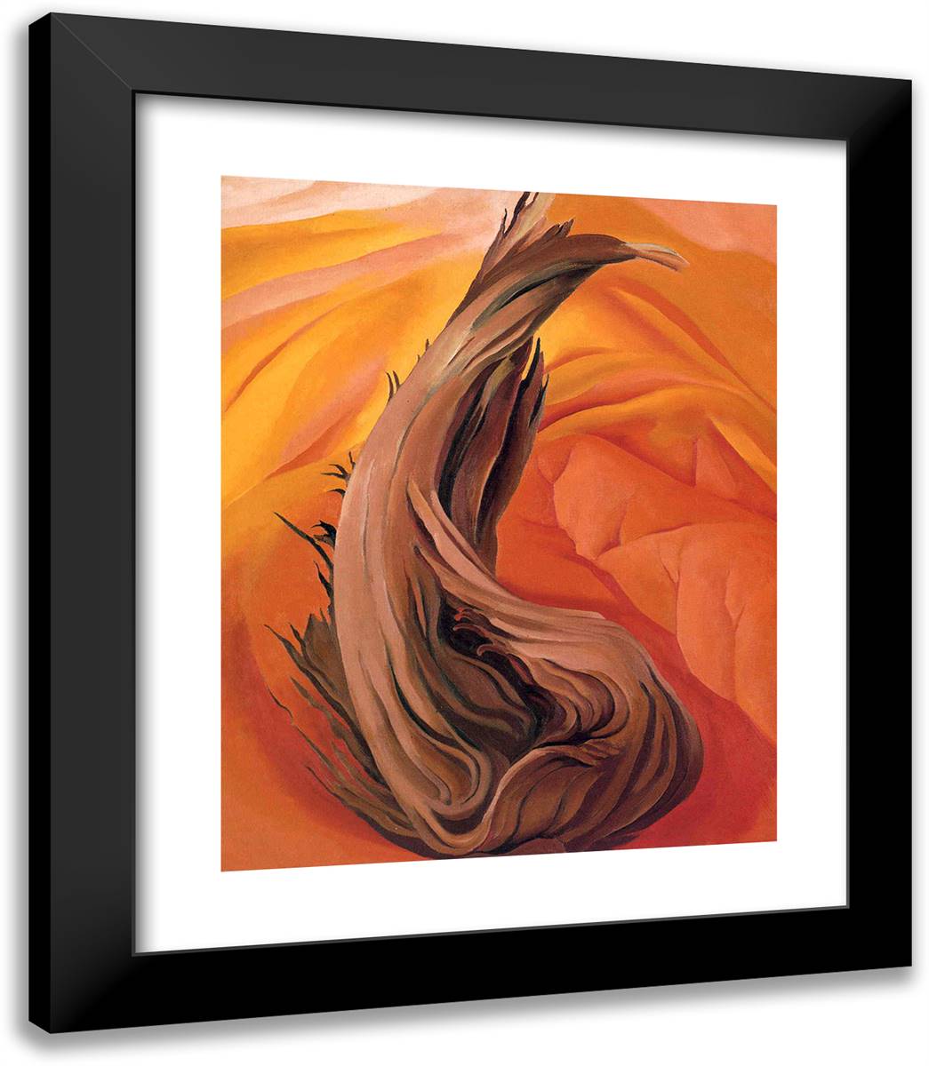 Stump in Red Hills 20x23 Black Modern Wood Framed Art Print Poster by O'Keeffe, Georgia