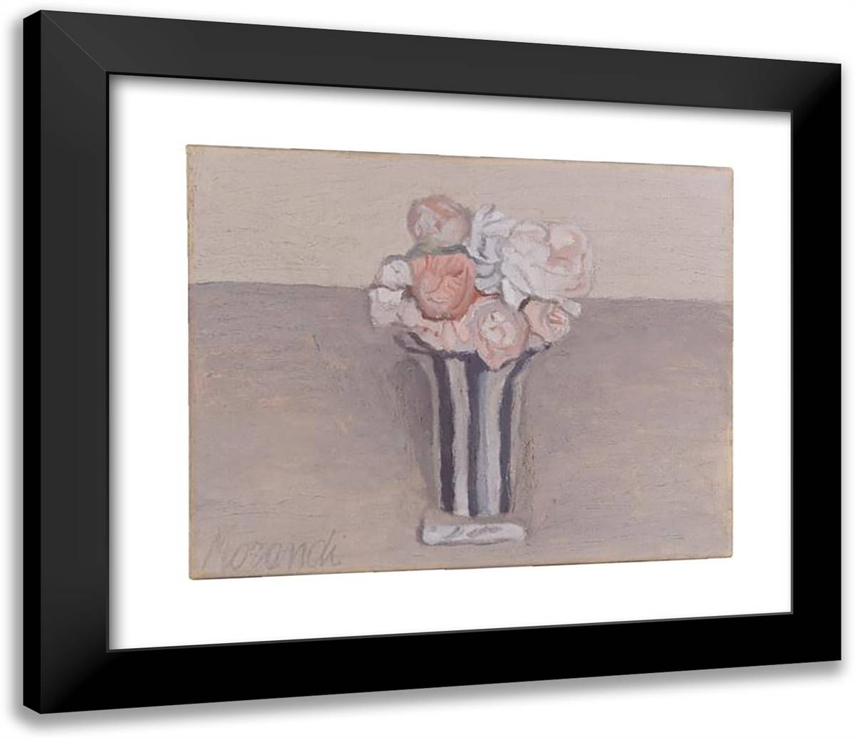 Fiori 23x20 Black Modern Wood Framed Art Print Poster by Morandi, Giorgio