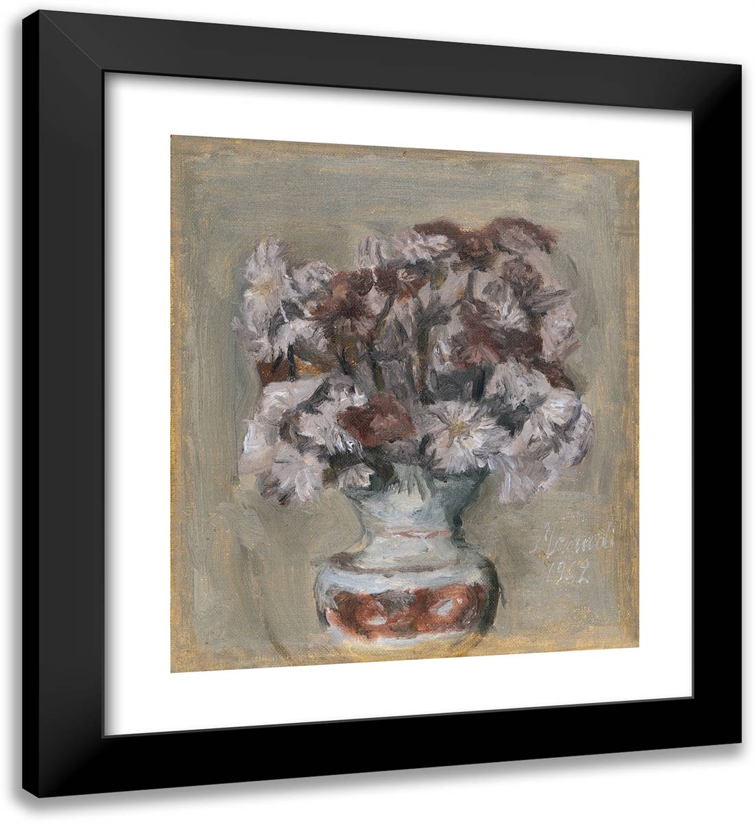 Flowers 20x22 Black Modern Wood Framed Art Print Poster by Morandi, Giorgio