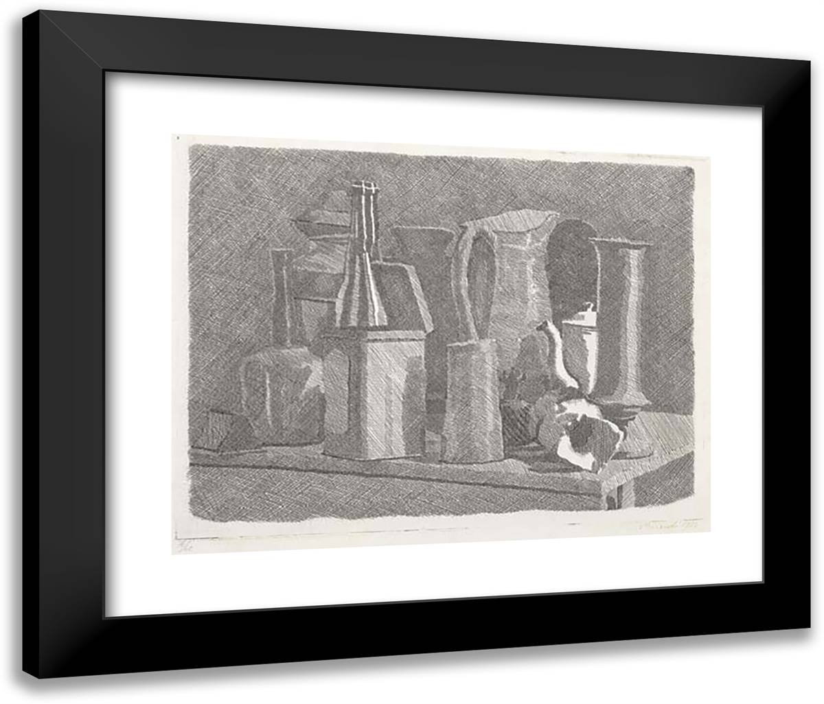 Grande Natura Morta Con La Caffettiera 24x20 Black Modern Wood Framed Art Print Poster by Morandi, Giorgio