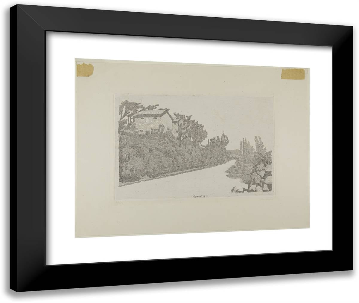 Landscape 24x20 Black Modern Wood Framed Art Print Poster by Morandi, Giorgio