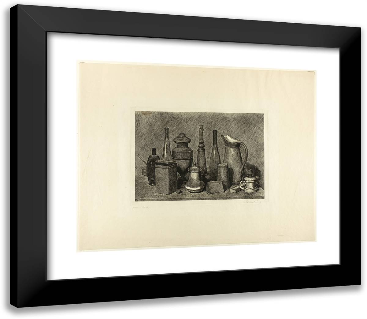 Large Still-Life 23x20 Black Modern Wood Framed Art Print Poster by Morandi, Giorgio