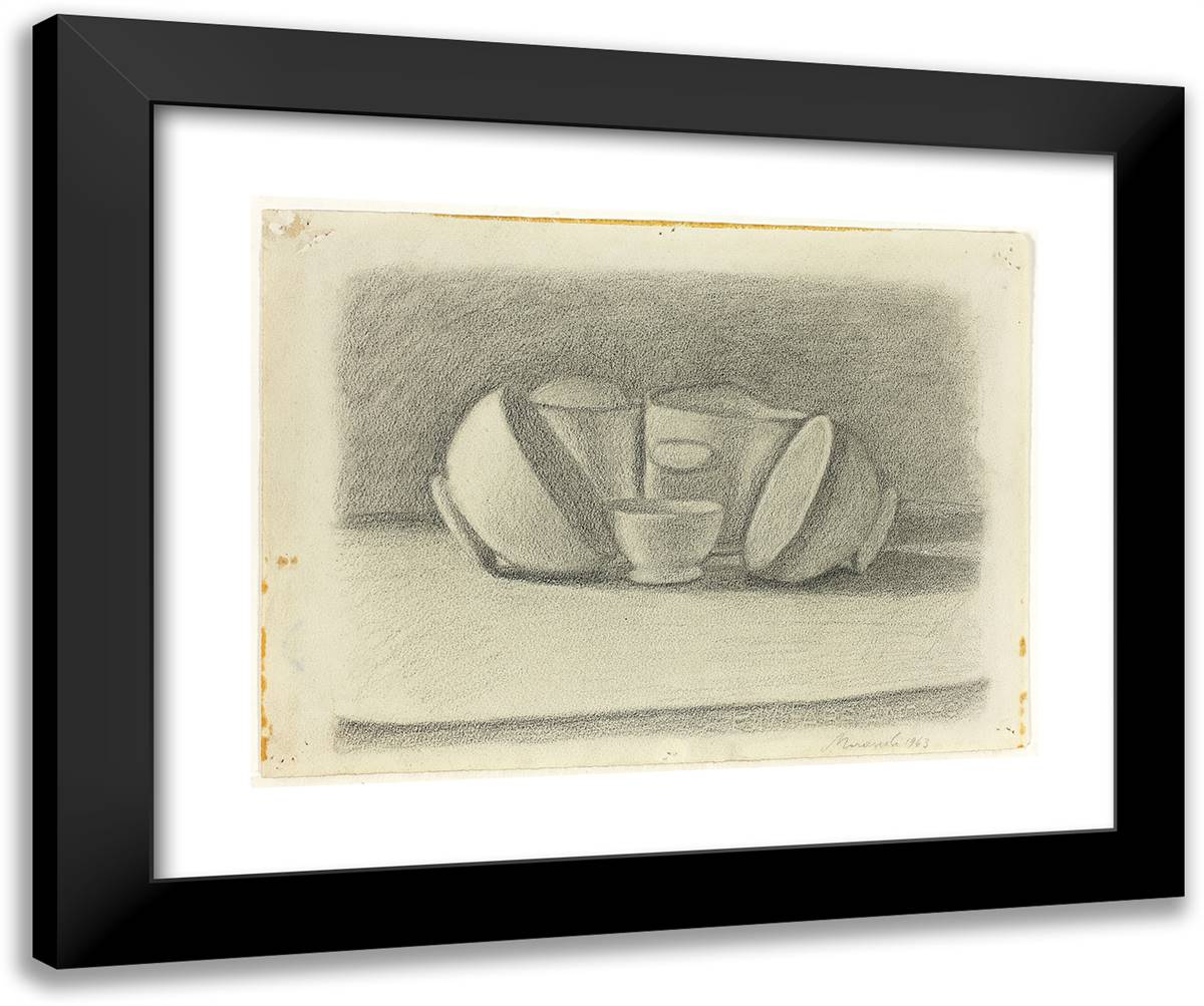 Still Life 24x20 Black Modern Wood Framed Art Print Poster by Morandi, Giorgio