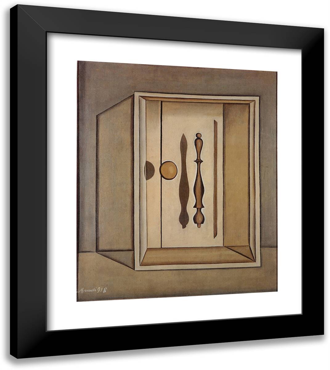 Still Life III 20x23 Black Modern Wood Framed Art Print Poster by Morandi, Giorgio