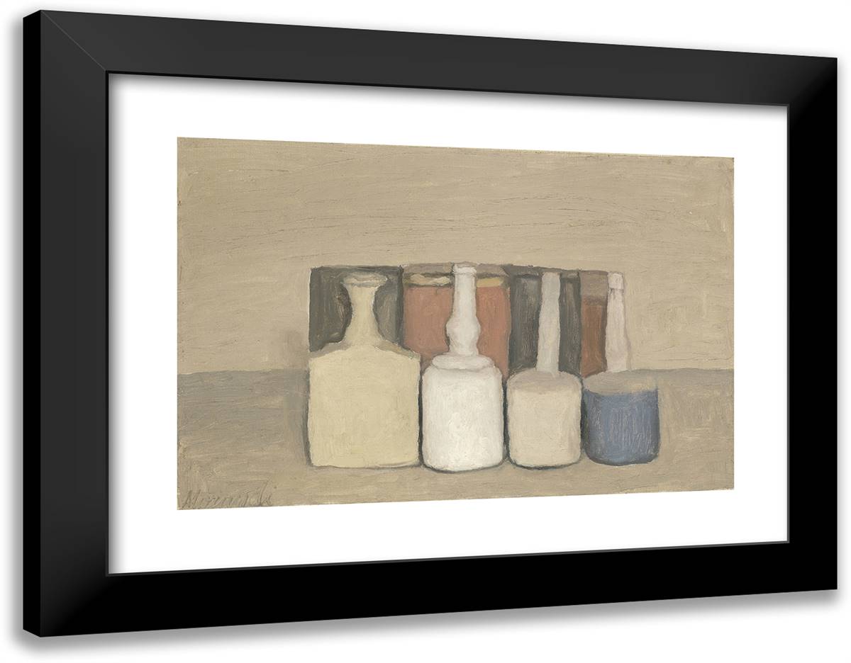 Still Life_1 24x19 Black Modern Wood Framed Art Print Poster by Morandi, Giorgio
