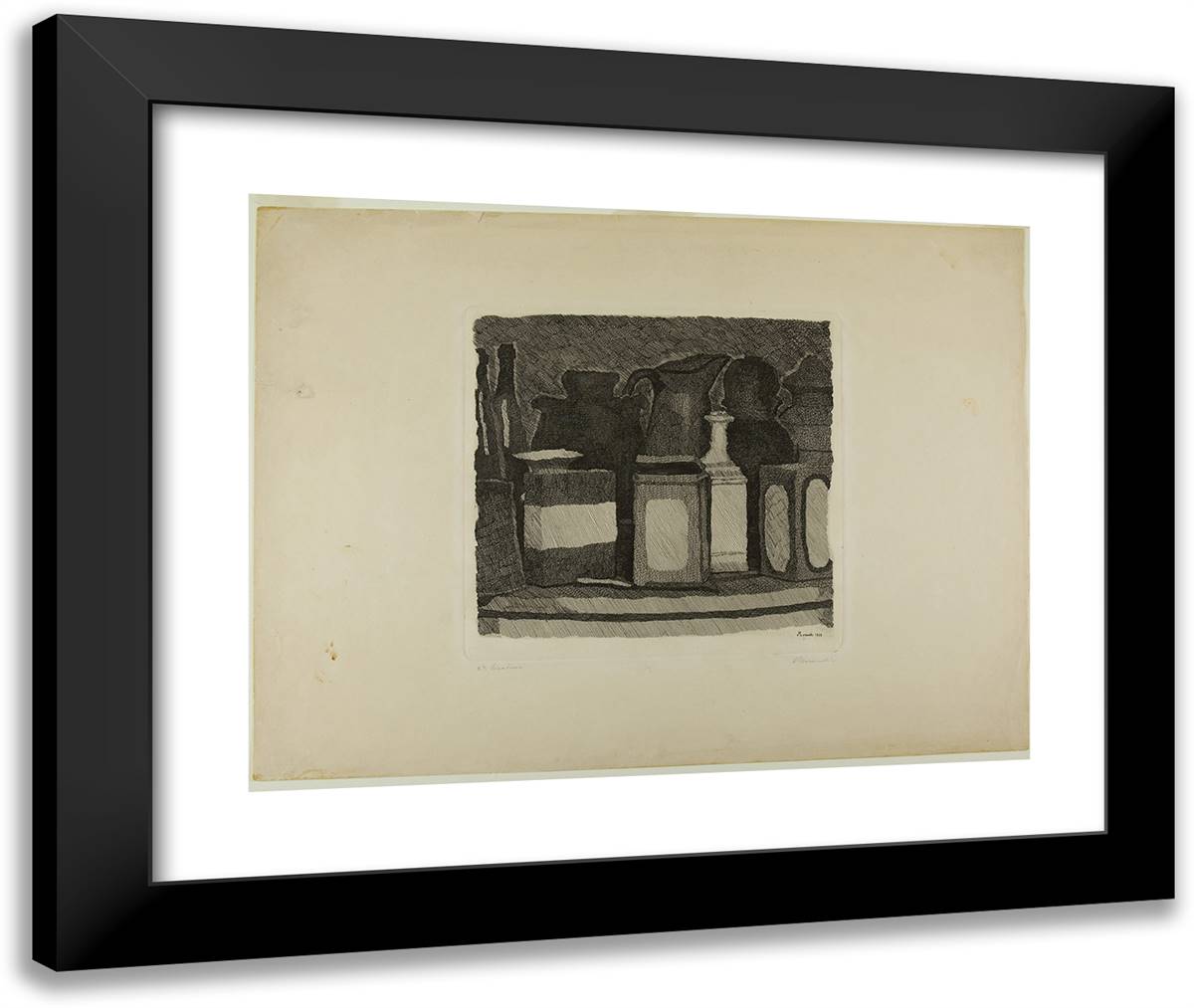 Still Life_2 24x20 Black Modern Wood Framed Art Print Poster by Morandi, Giorgio