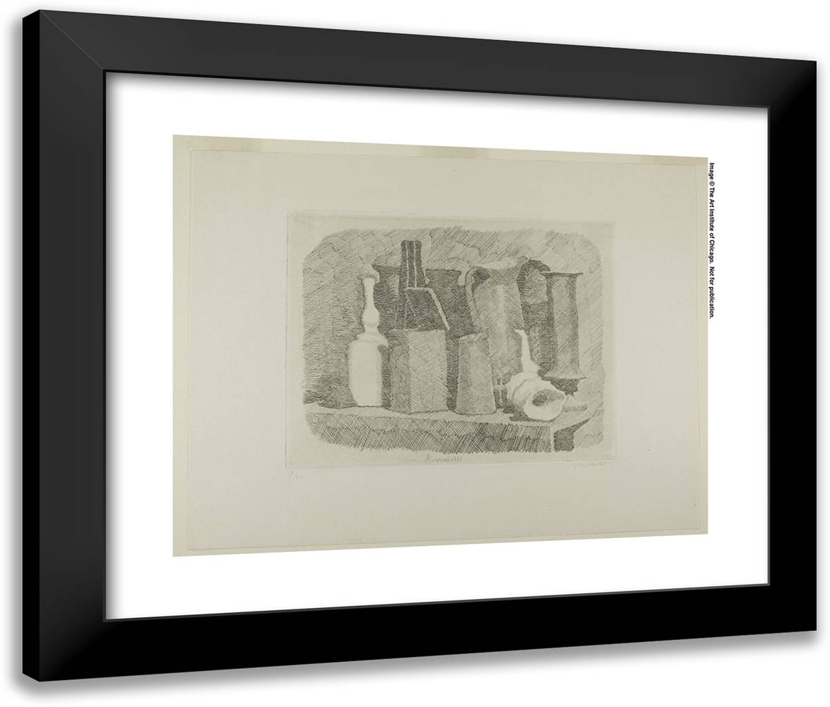Still-Life 24x20 Black Modern Wood Framed Art Print Poster by Morandi, Giorgio