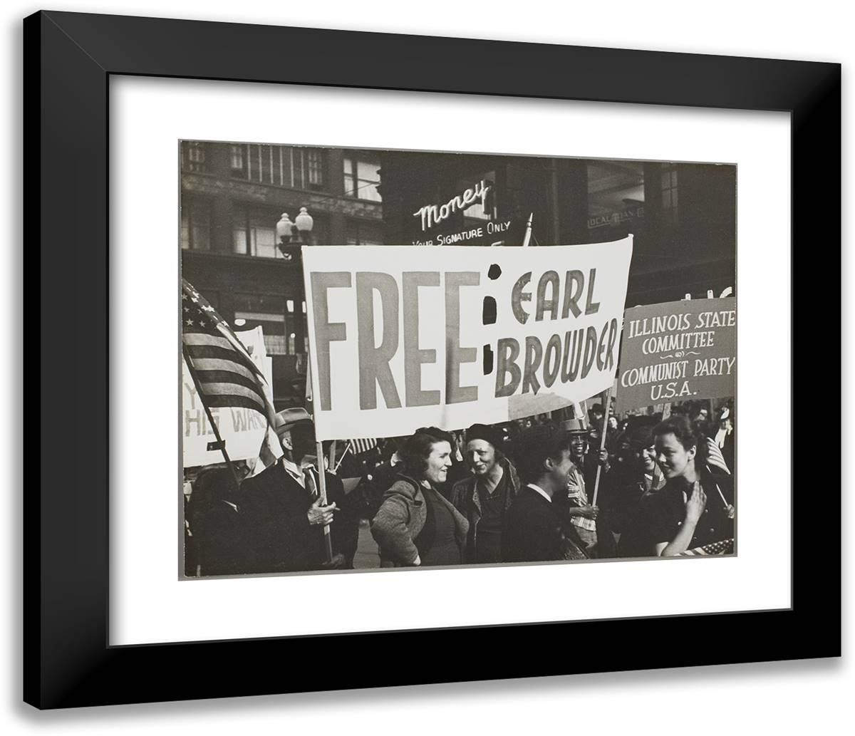 Communist Rally Free Earl Browder 23x20 Black Modern Wood Framed Art Print Poster by Coster, Gordon