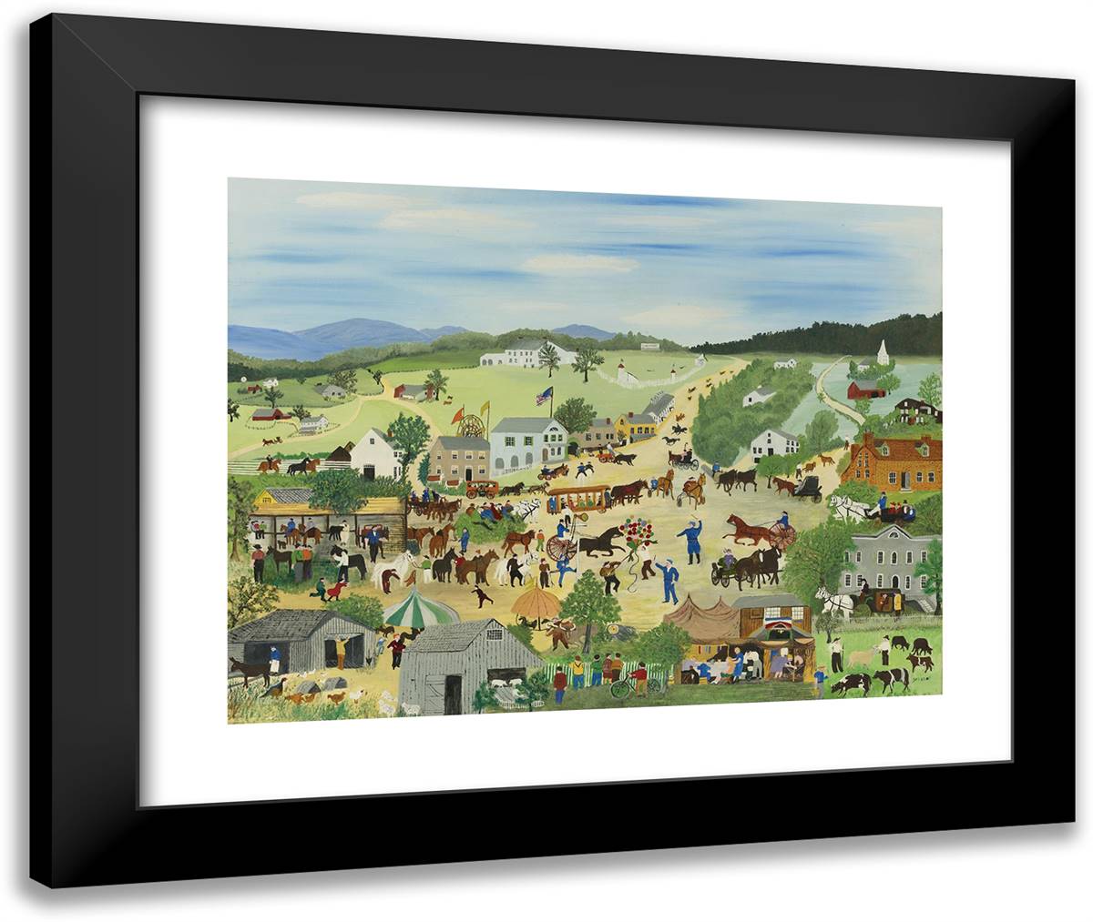 Country Fair2 24x20 Black Modern Wood Framed Art Print Poster by Grandma Moses