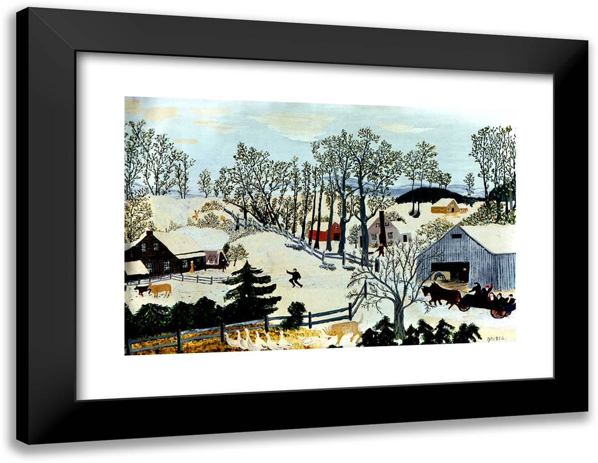 Early Springtime on the Farm 24x19 Black Modern Wood Framed Art Print Poster by Grandma Moses