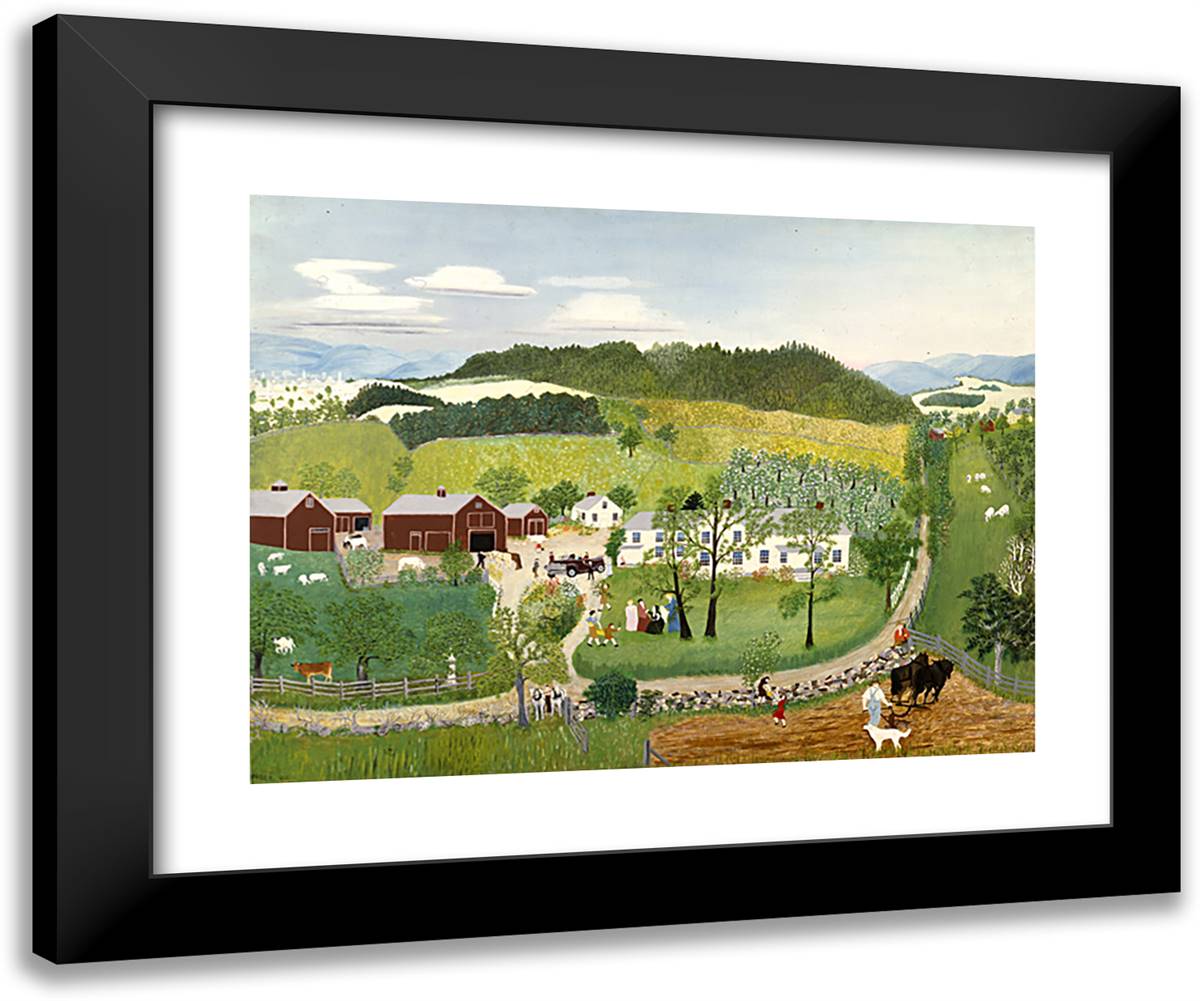 Grandma Moses Goes to the Big City 24x20 Black Modern Wood Framed Art Print Poster by Grandma Moses