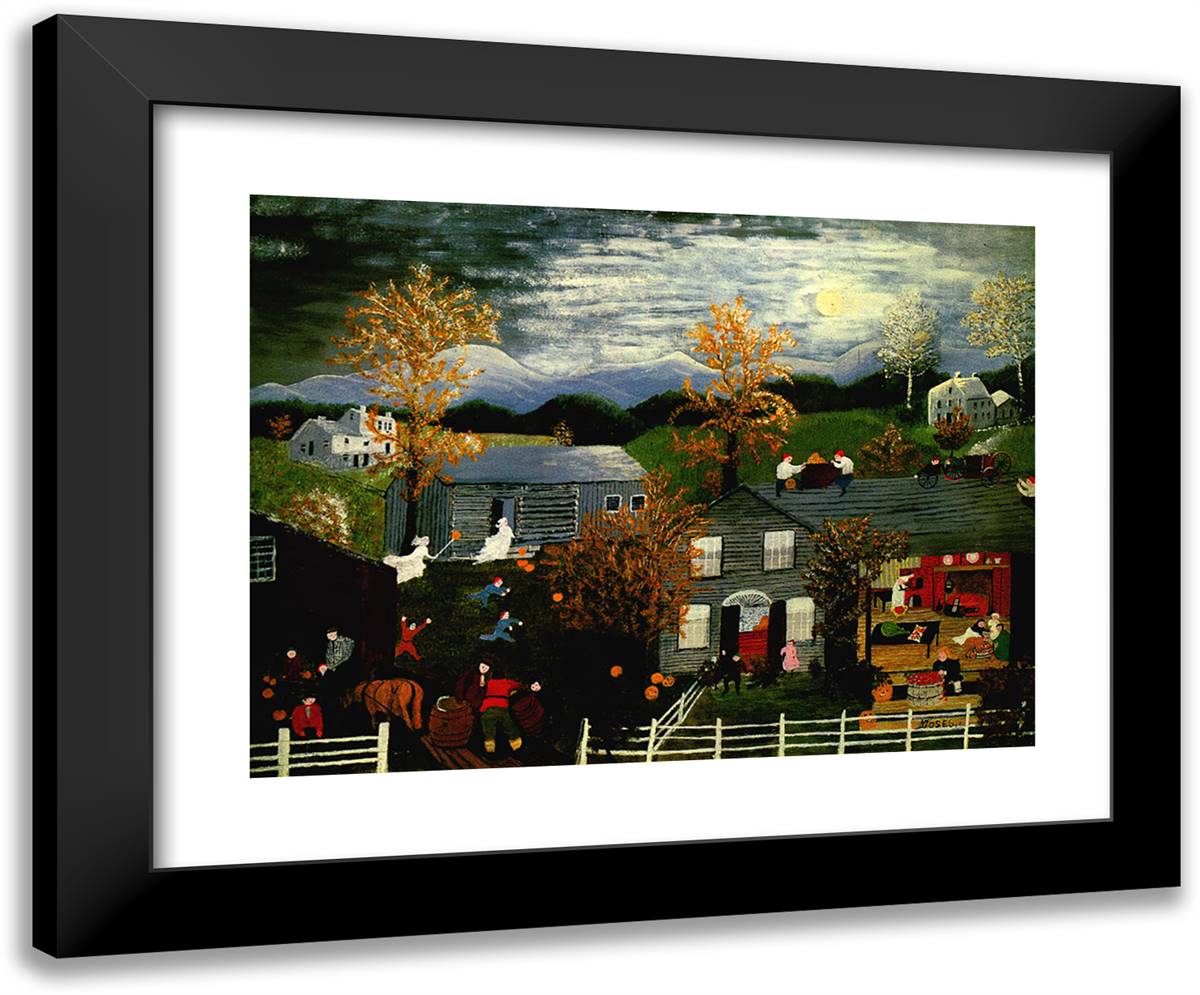 Halloween 24x20 Black Modern Wood Framed Art Print Poster by Grandma Moses