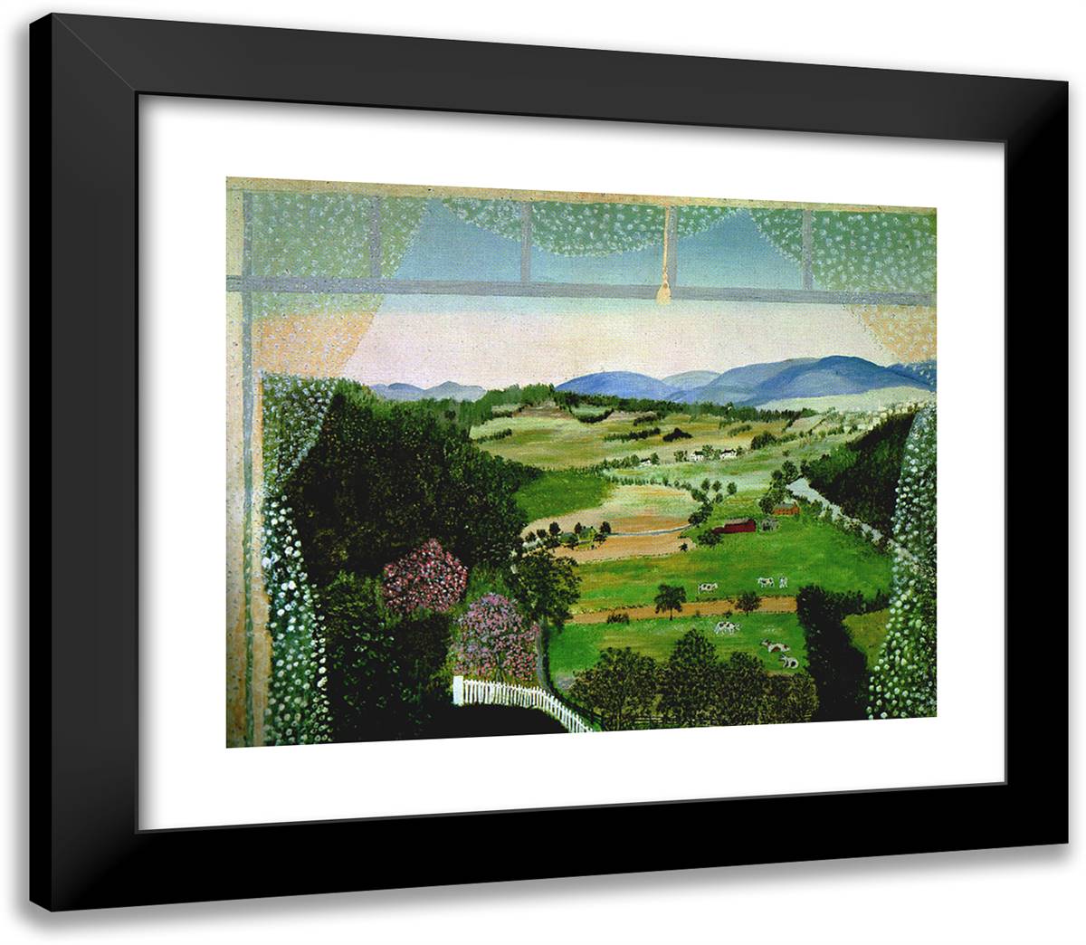 Hoosick Valley (From the Window) 23x20 Black Modern Wood Framed Art Print Poster by Grandma Moses