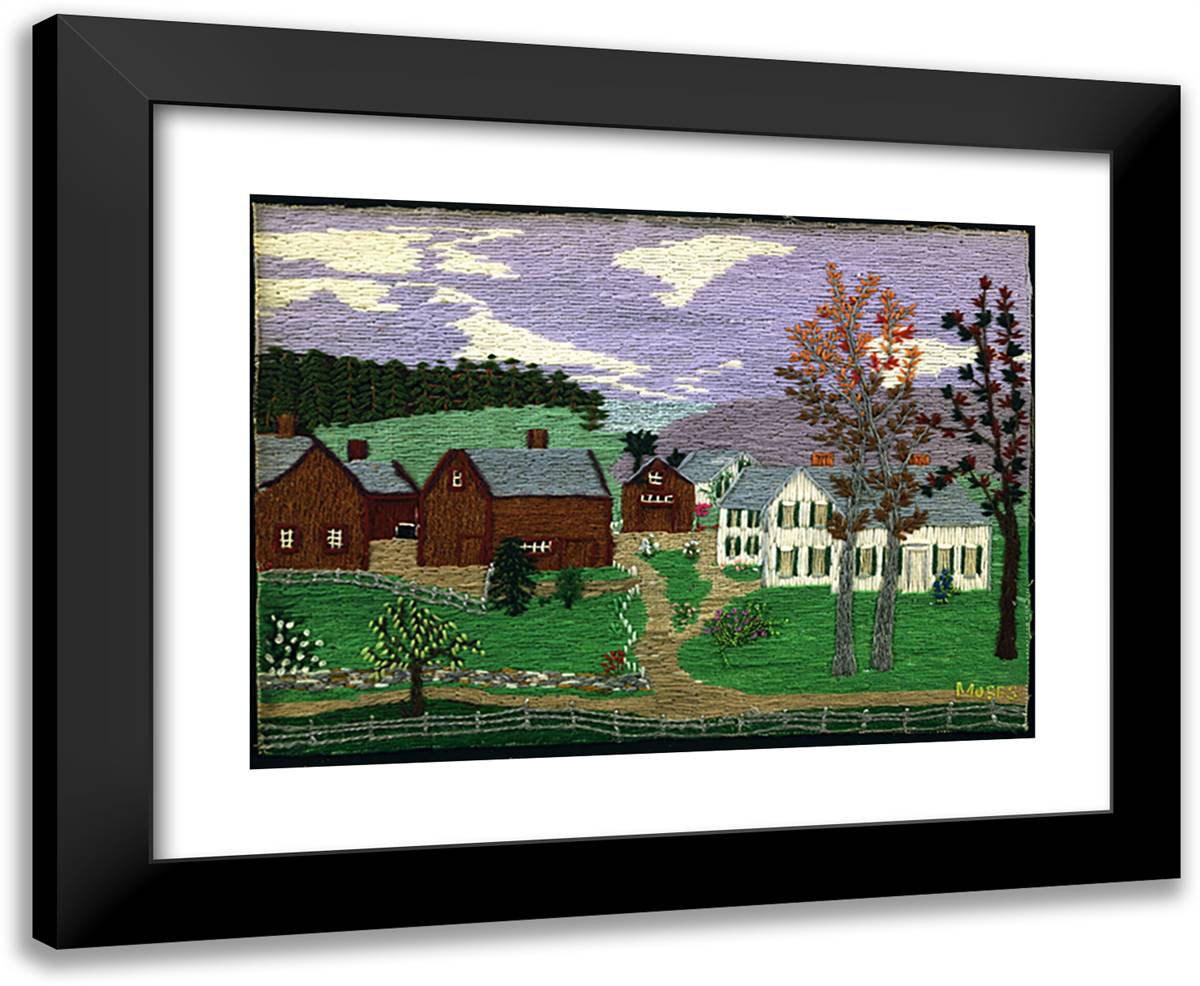 Mt. Nebo on the Hill 24x20 Black Modern Wood Framed Art Print Poster by Grandma Moses