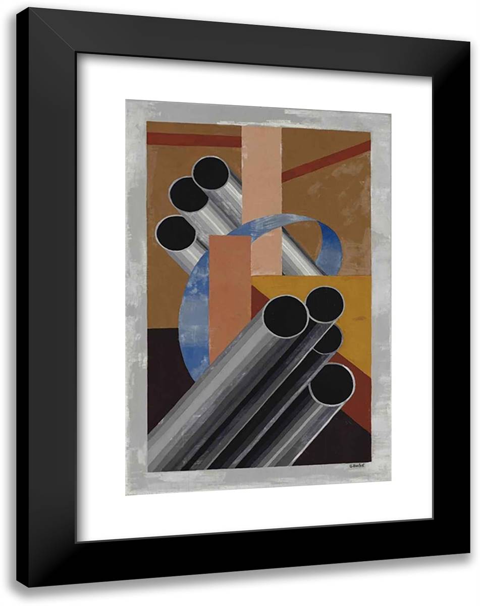 Composition Avec 7 Tubes 18x24 Black Modern Wood Framed Art Print Poster by Buchet, Gustave