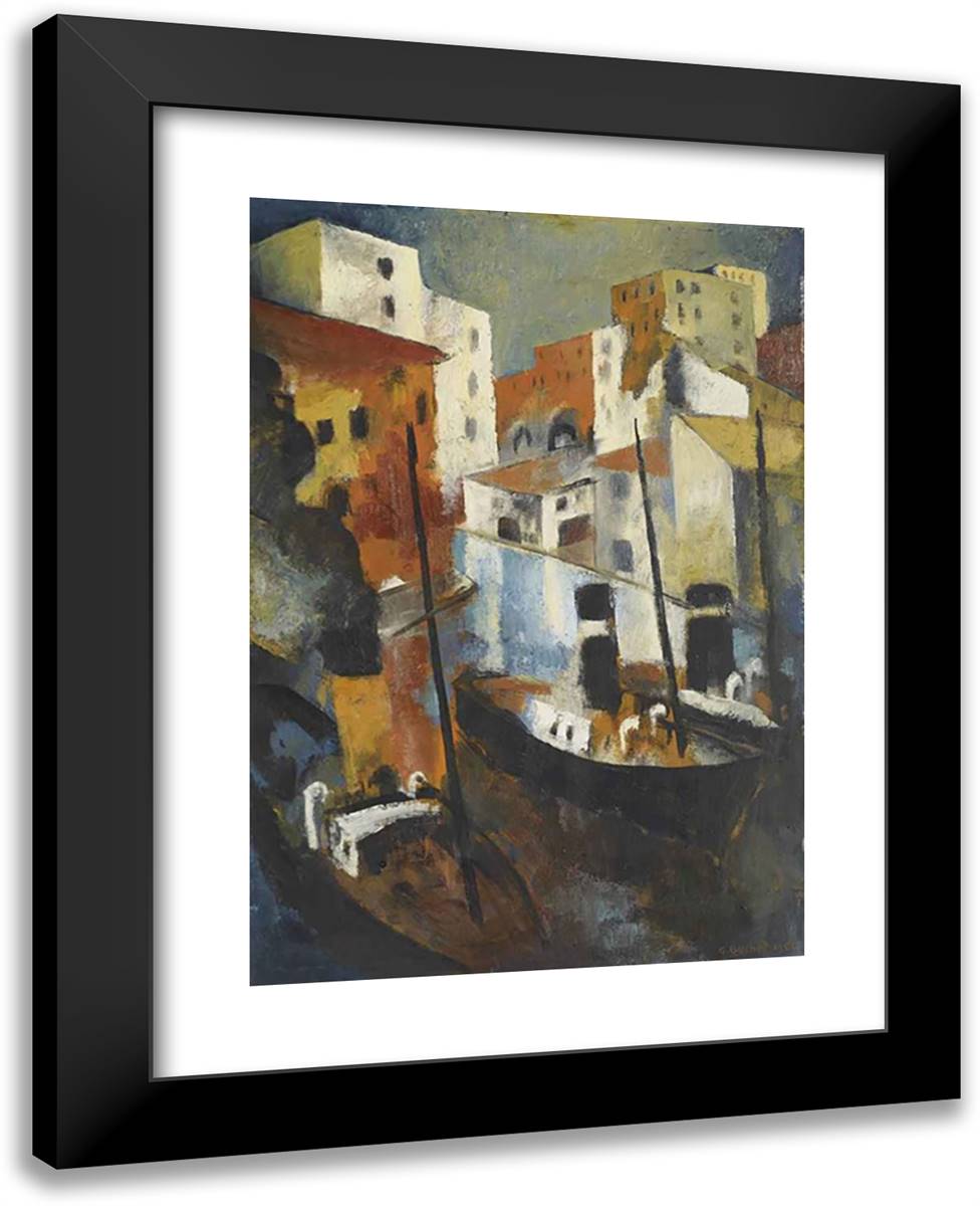 Hafenstadt 19x24 Black Modern Wood Framed Art Print Poster by Buchet, Gustave