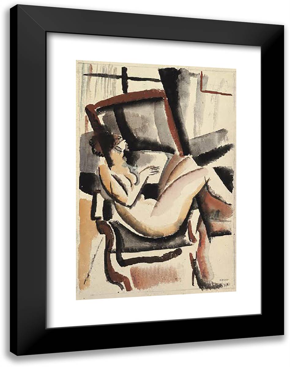 Lesender Akt 18x24 Black Modern Wood Framed Art Print Poster by Buchet, Gustave