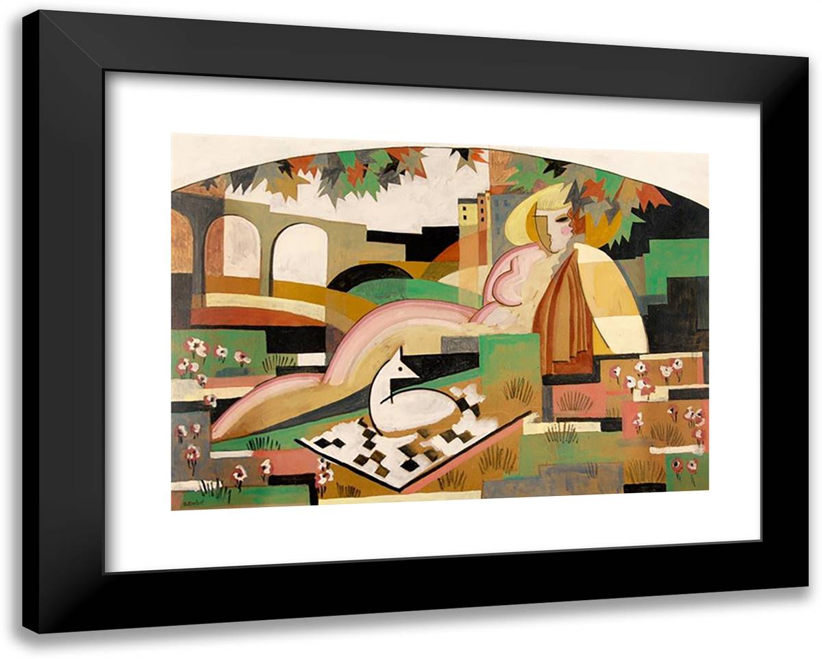 Nu Et Composition 24x19 Black Modern Wood Framed Art Print Poster by Buchet, Gustave