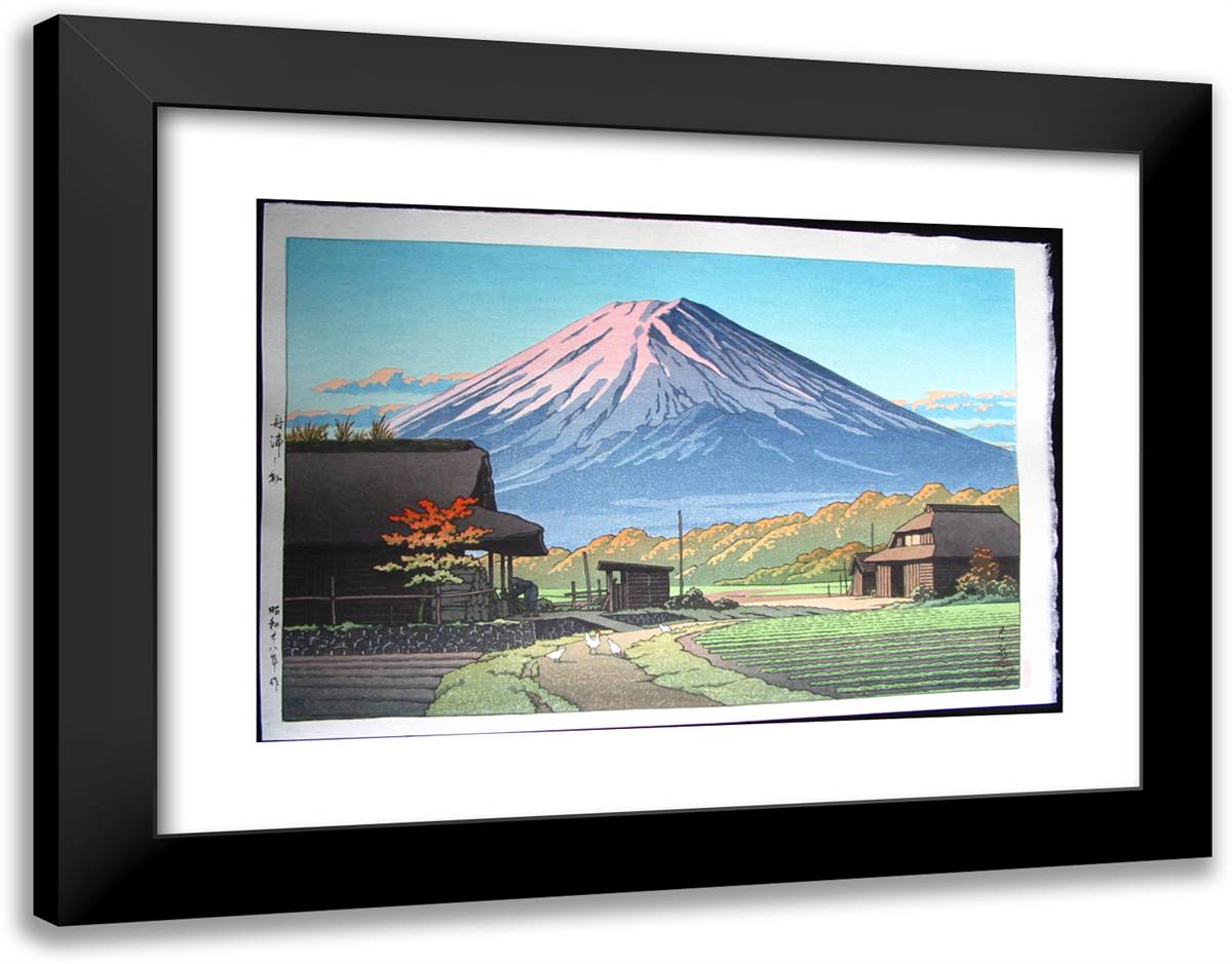 Autumn at Funatsu, Near Lake Kawaguchi 24x19 Black Modern Wood Framed Art Print Poster by Hasui, Kawase