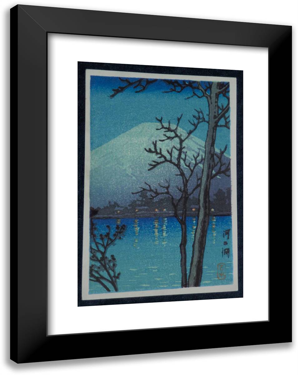 Evening at Minakami 18x24 Black Modern Wood Framed Art Print Poster by Hasui, Kawase