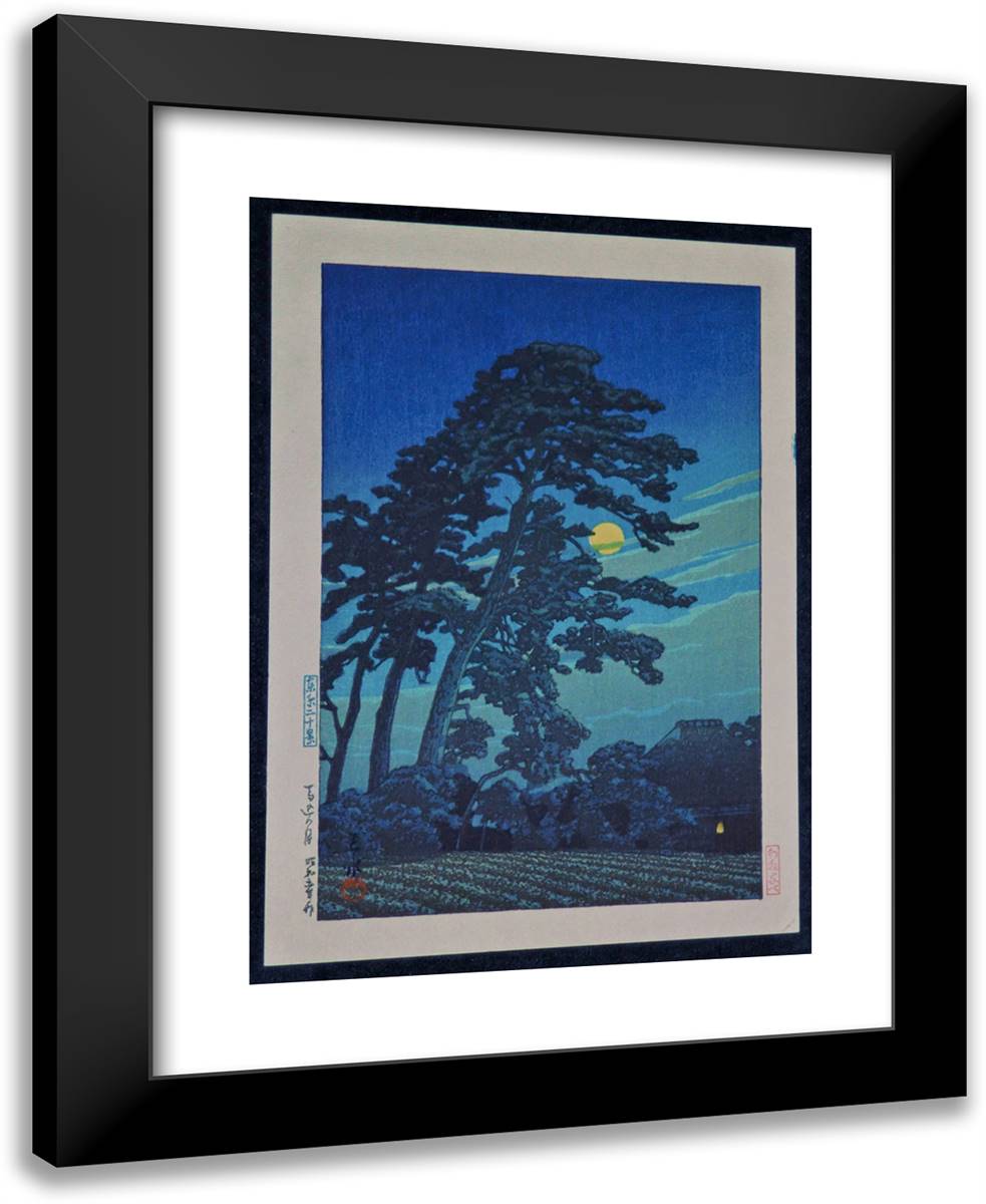 Full Moon at Magome 19x24 Black Modern Wood Framed Art Print Poster by Hasui, Kawase