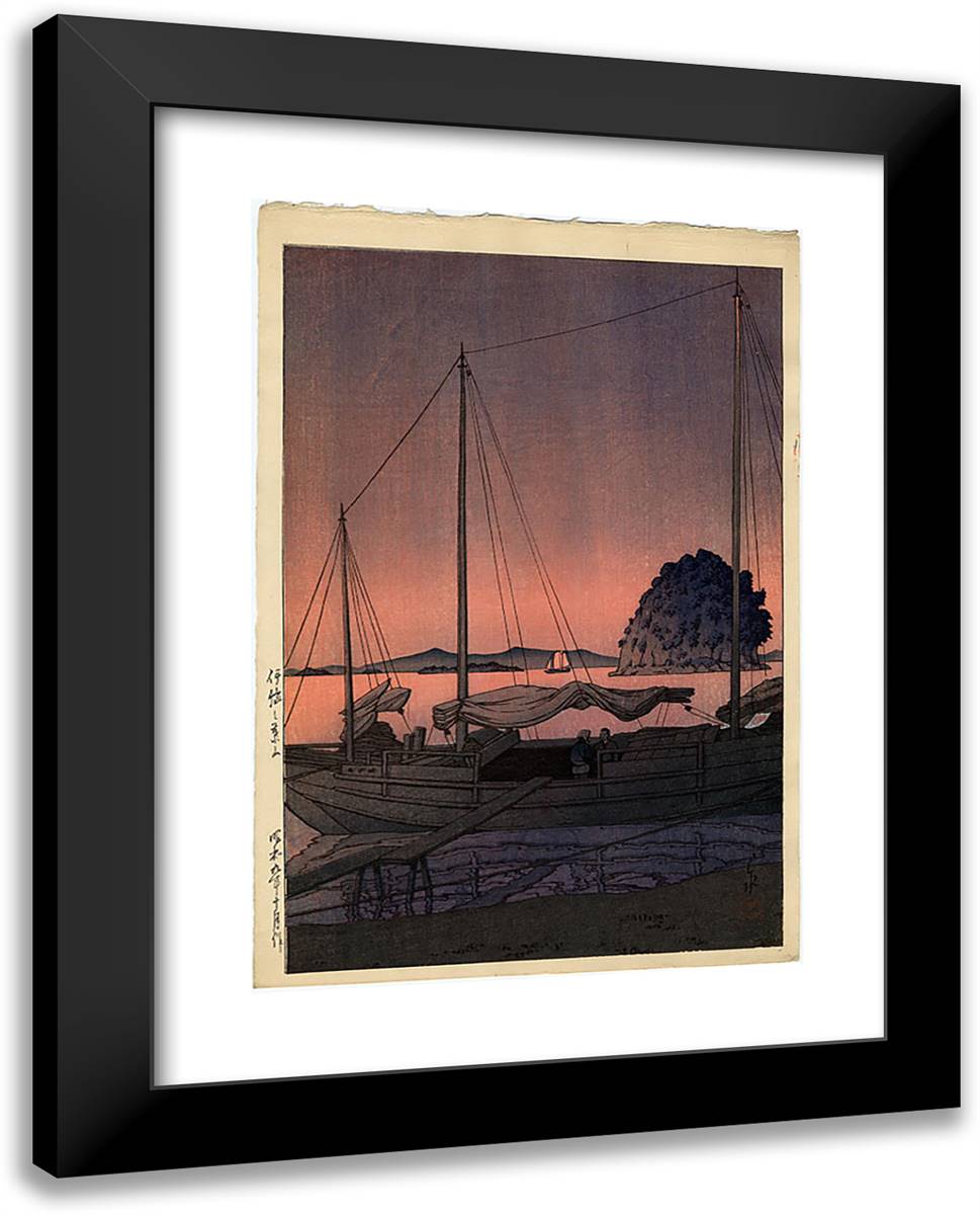 Hayama, Iyo 19x24 Black Modern Wood Framed Art Print Poster by Hasui, Kawase