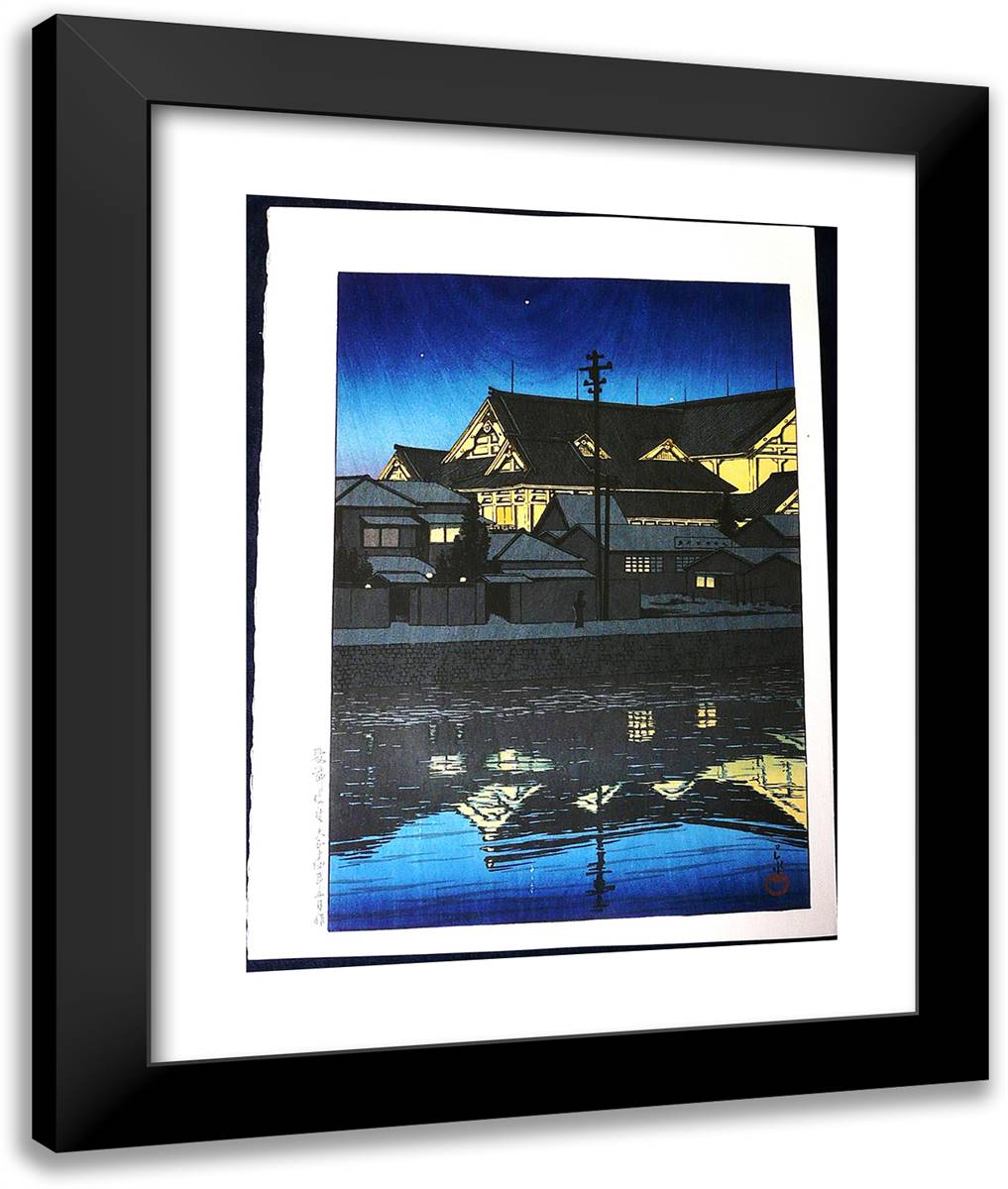 Kabuki Theatre 20x24 Black Modern Wood Framed Art Print Poster by Hasui, Kawase