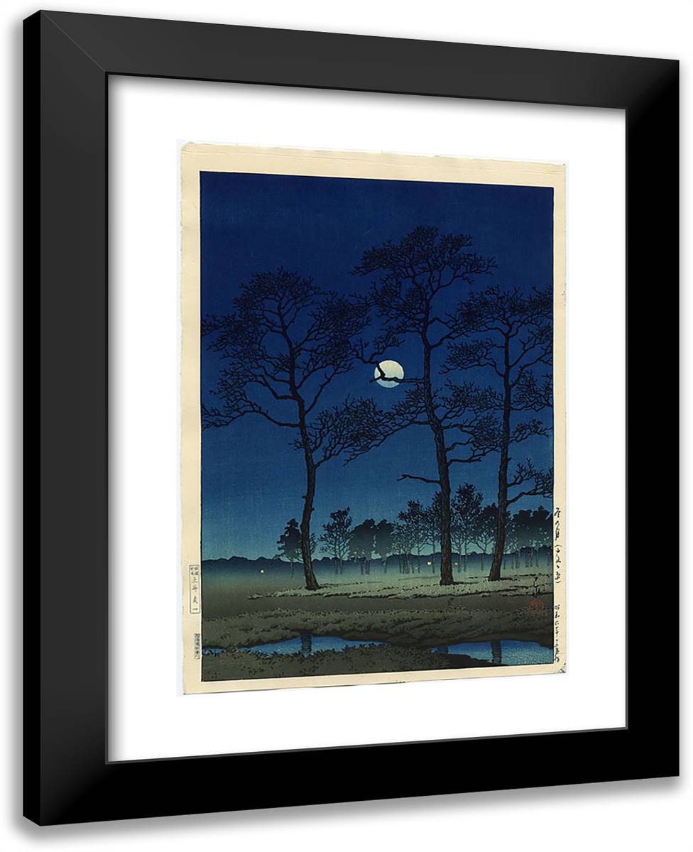 Winter Moon Over Toyama Plain 19x24 Black Modern Wood Framed Art Print Poster by Hasui, Kawase