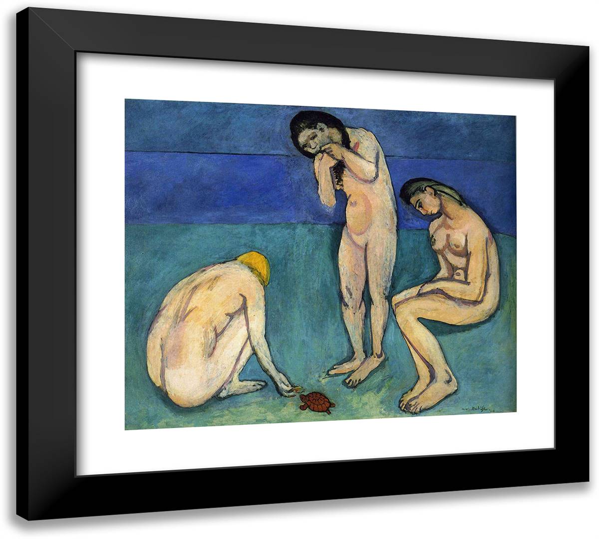 Bathers with a Turtle 22x20 Black Modern Wood Framed Art Print Poster by Matisse, Henri