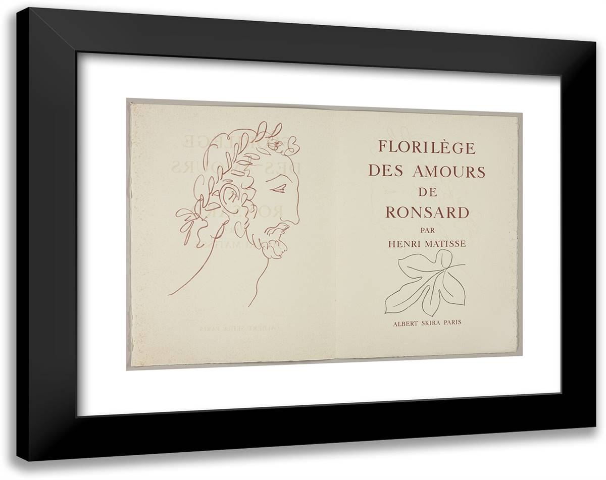 Florilege Des Amours De Ronsard_6 24x19 Black Modern Wood Framed Art Print Poster by Matisse, Henri