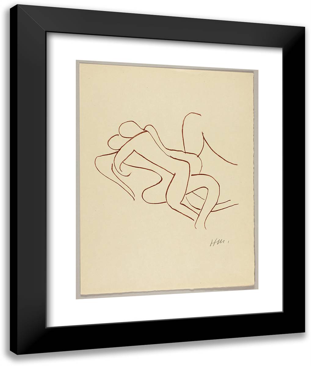 Florilege Des Amours De Ronsard_9 20x24 Black Modern Wood Framed Art Print Poster by Matisse, Henri