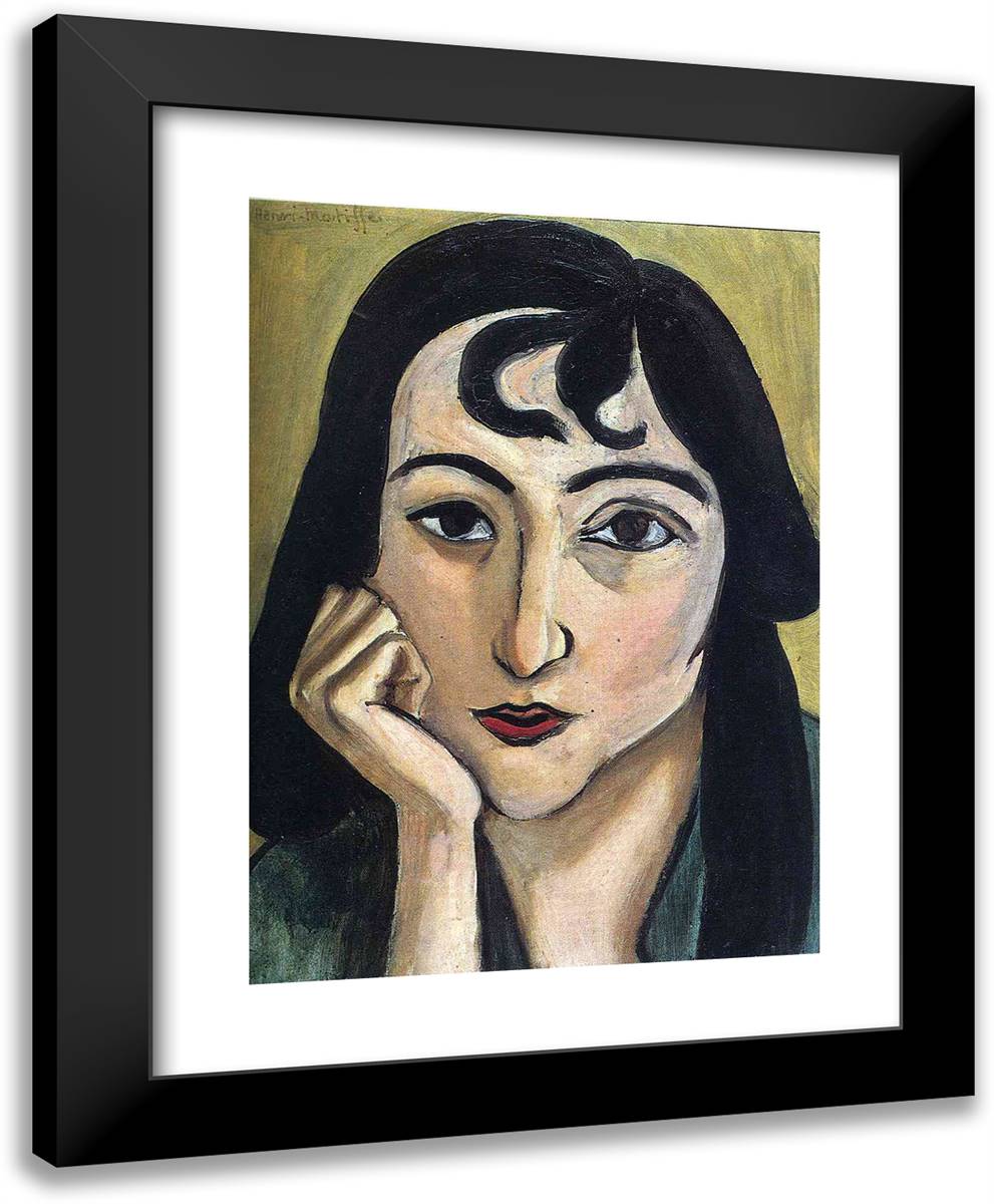Head of Lorette with Curls 19x24 Black Modern Wood Framed Art Print Poster by Matisse, Henri