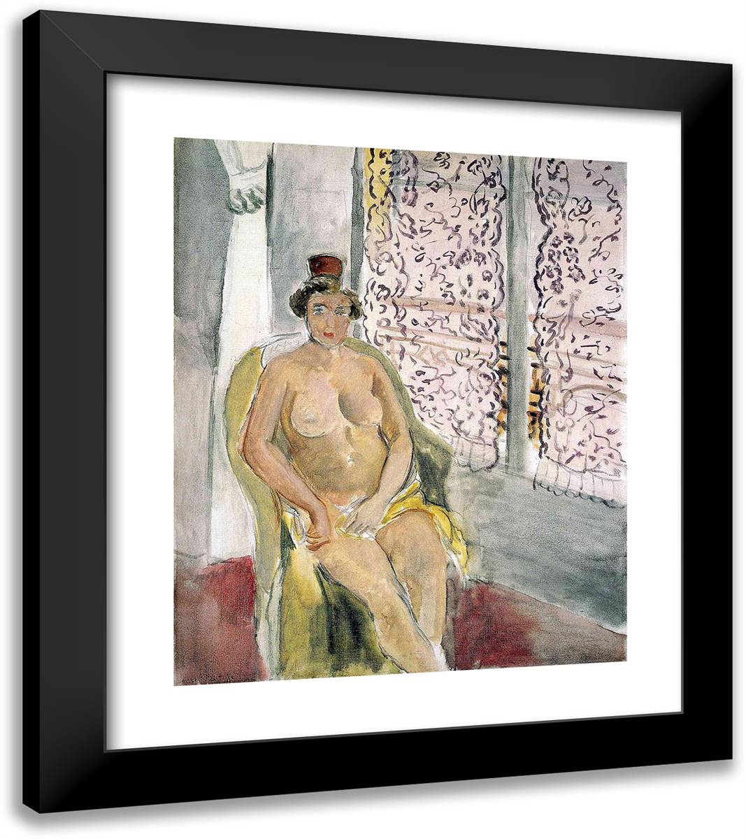 Nude in a Chair 20x23 Black Modern Wood Framed Art Print Poster by Matisse, Henri