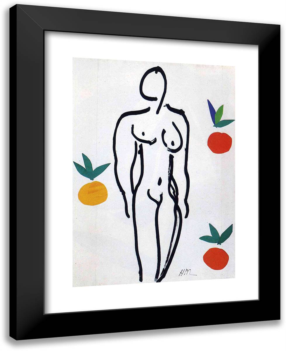 Nude with Oranges 19x24 Black Modern Wood Framed Art Print Poster by Matisse, Henri