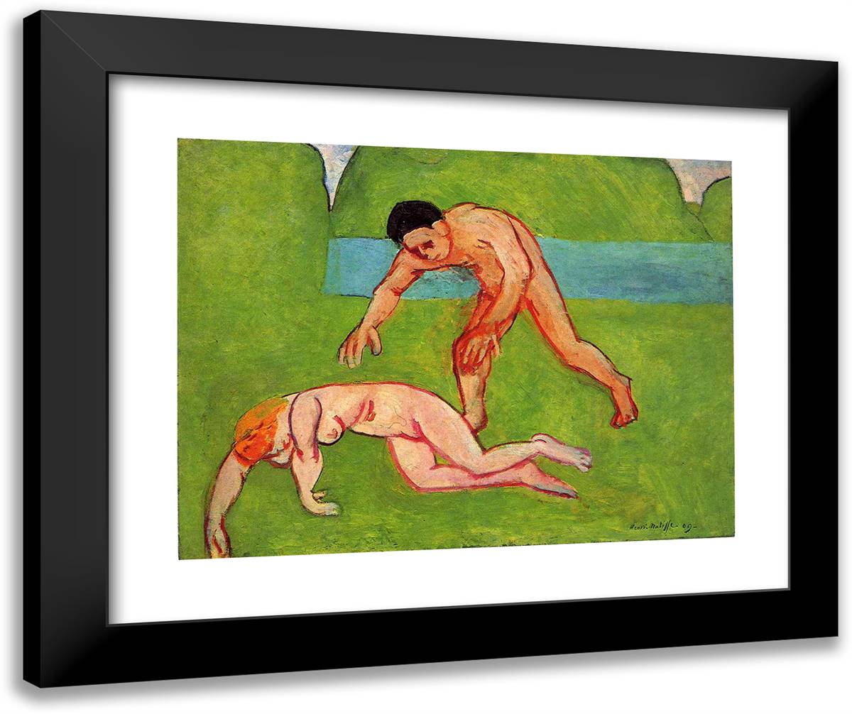 Nymph and Satyr 24x20 Black Modern Wood Framed Art Print Poster by Matisse, Henri
