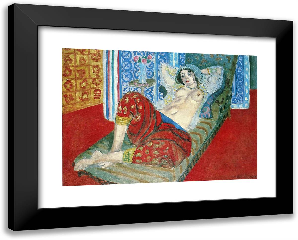 Odalisque in Red Culottes 24x19 Black Modern Wood Framed Art Print Poster by Matisse, Henri
