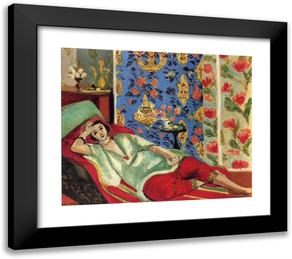 Odalisque in Red Trousers 23x20 Black Modern Wood Framed Art Print Poster by Matisse, Henri