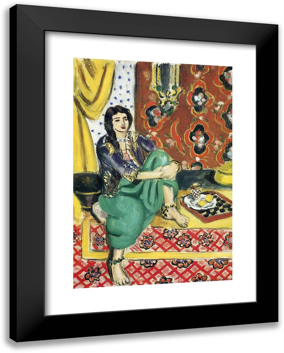 Odalisque Sitting with Board 19x24 Black Modern Wood Framed Art Print Poster by Matisse, Henri
