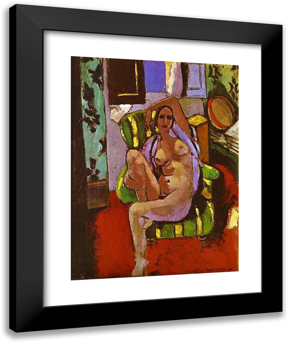 Odalisque with a Tambourine 20x24 Black Modern Wood Framed Art Print Poster by Matisse, Henri