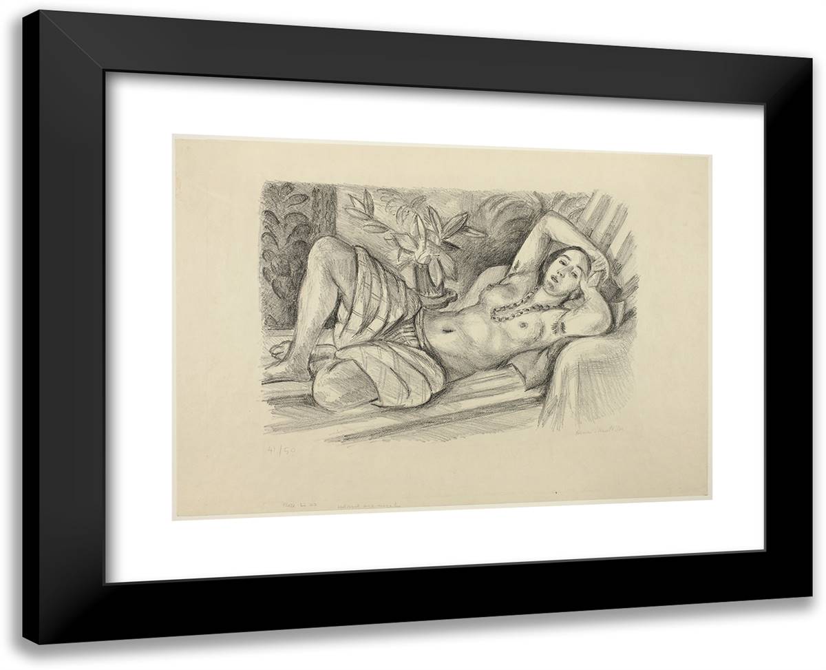 Odalisque with Magnolia 24x19 Black Modern Wood Framed Art Print Poster by Matisse, Henri