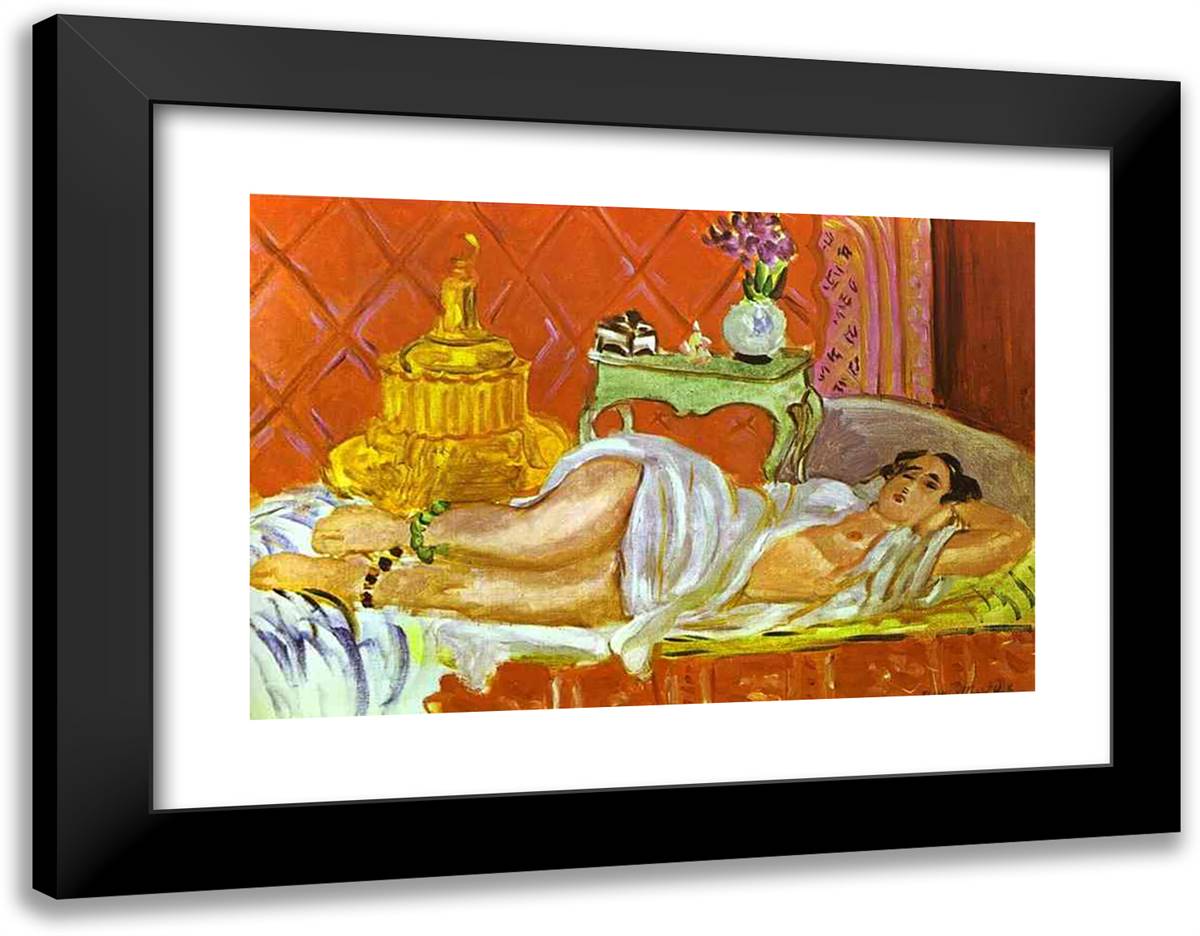 Odalisque, Harmony in Red 24x19 Black Modern Wood Framed Art Print Poster by Matisse, Henri