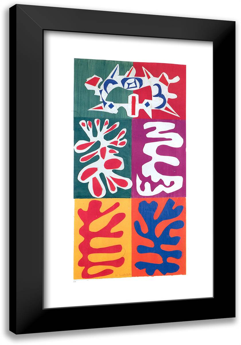 Panel with Mask 16x24 Black Modern Wood Framed Art Print Poster by Matisse, Henri