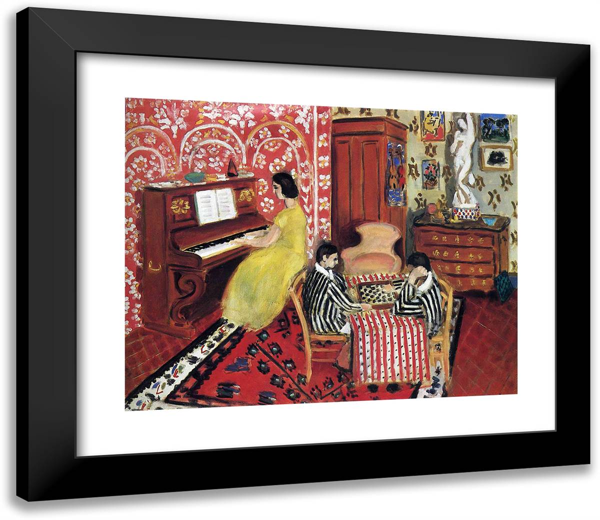 Pianist and Checker Players 23x20 Black Modern Wood Framed Art Print Poster by Matisse, Henri