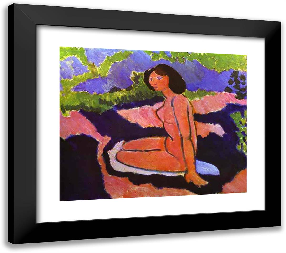Pink Nude, or Seated Nude 23x20 Black Modern Wood Framed Art Print Poster by Matisse, Henri