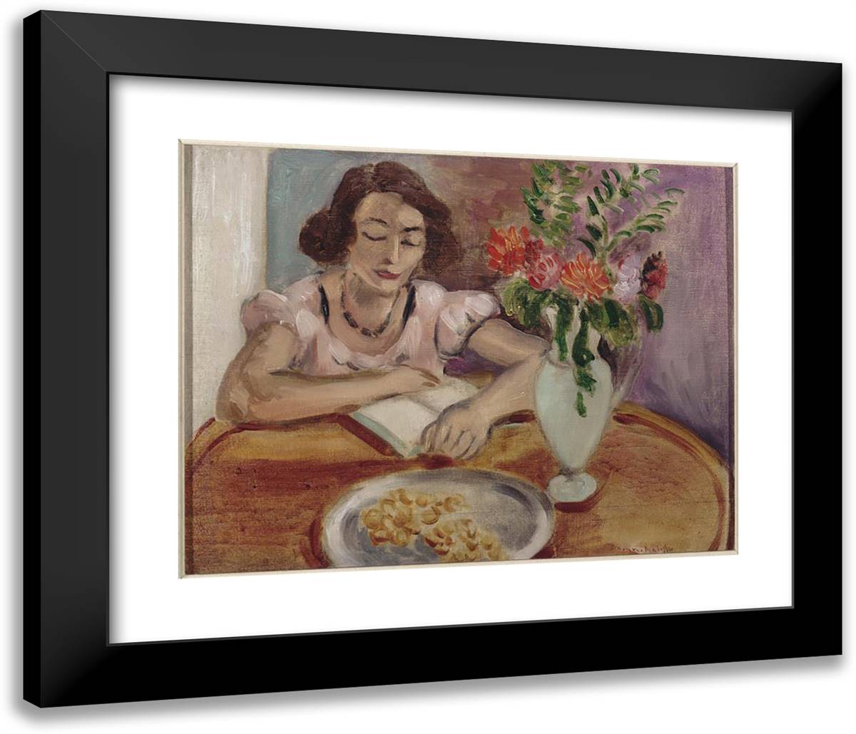 Reading Girl 23x20 Black Modern Wood Framed Art Print Poster by Matisse, Henri